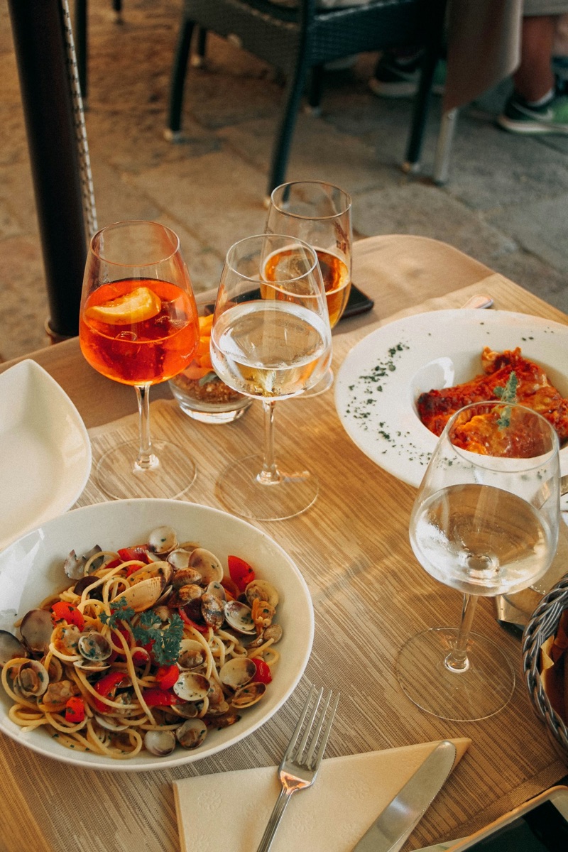 The glass pasta lab from across the dining room