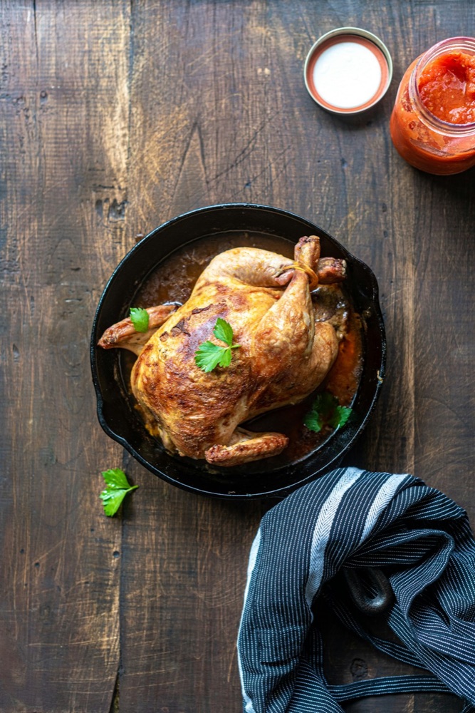 Turnspit-roasted chicken