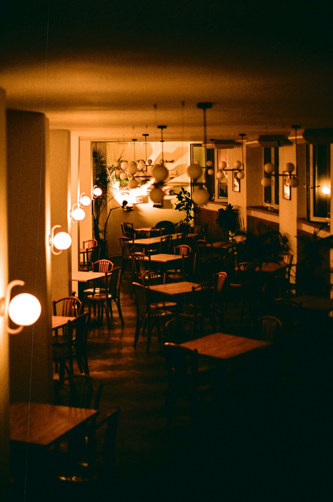 The Providence dining room on Melrose, twenty years in, quiet and lit for service